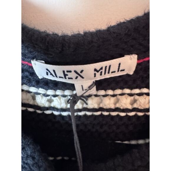 ALEX MILL Women's Hailey Stripe Cardigan Hailey Cardigan Navy/Ivory NWT L $185 - Picture 9 of 11